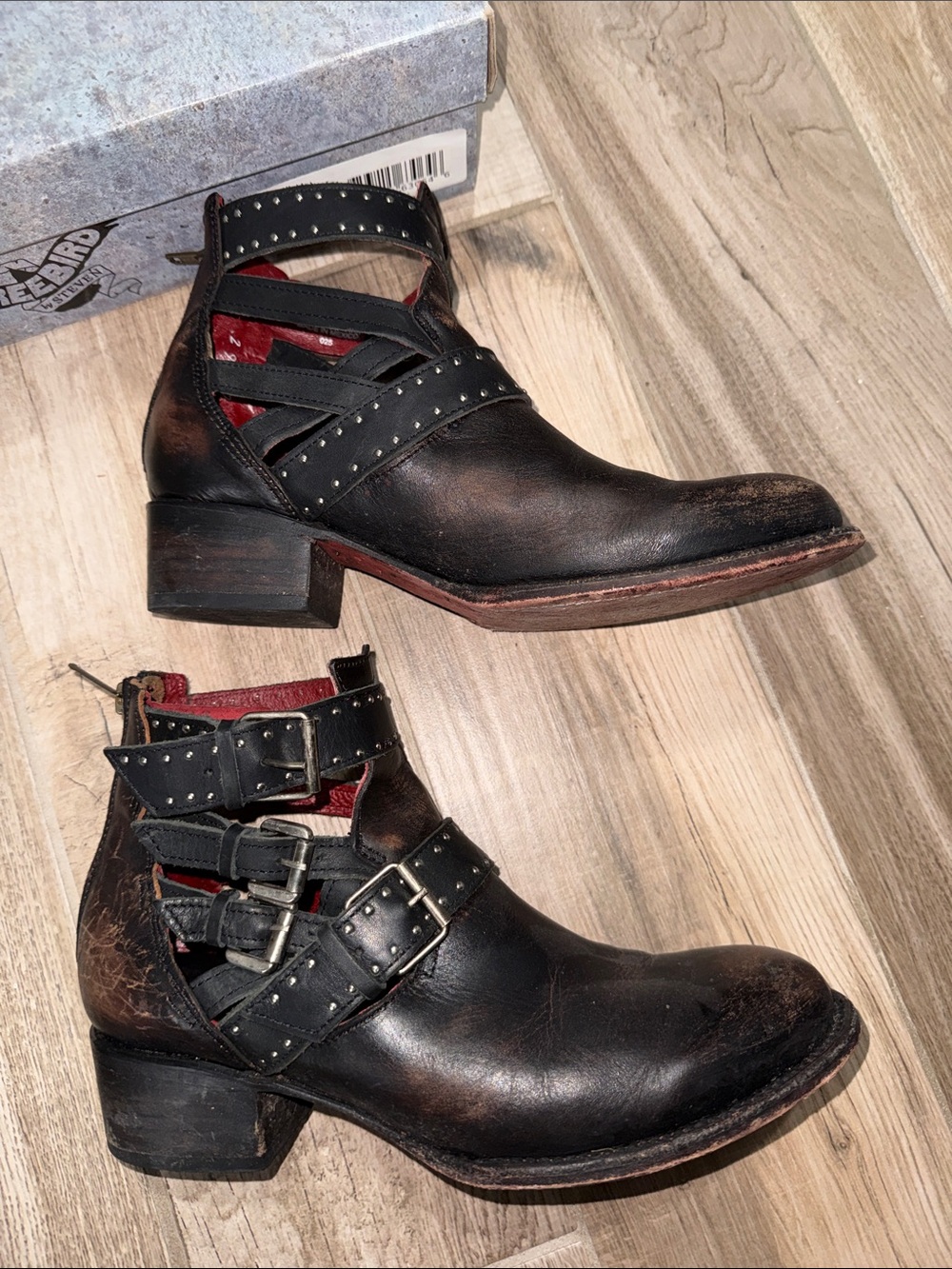 Freebird Studded Belgium Leather Ankle Boots - Black sz9 - Picture 2 of 4